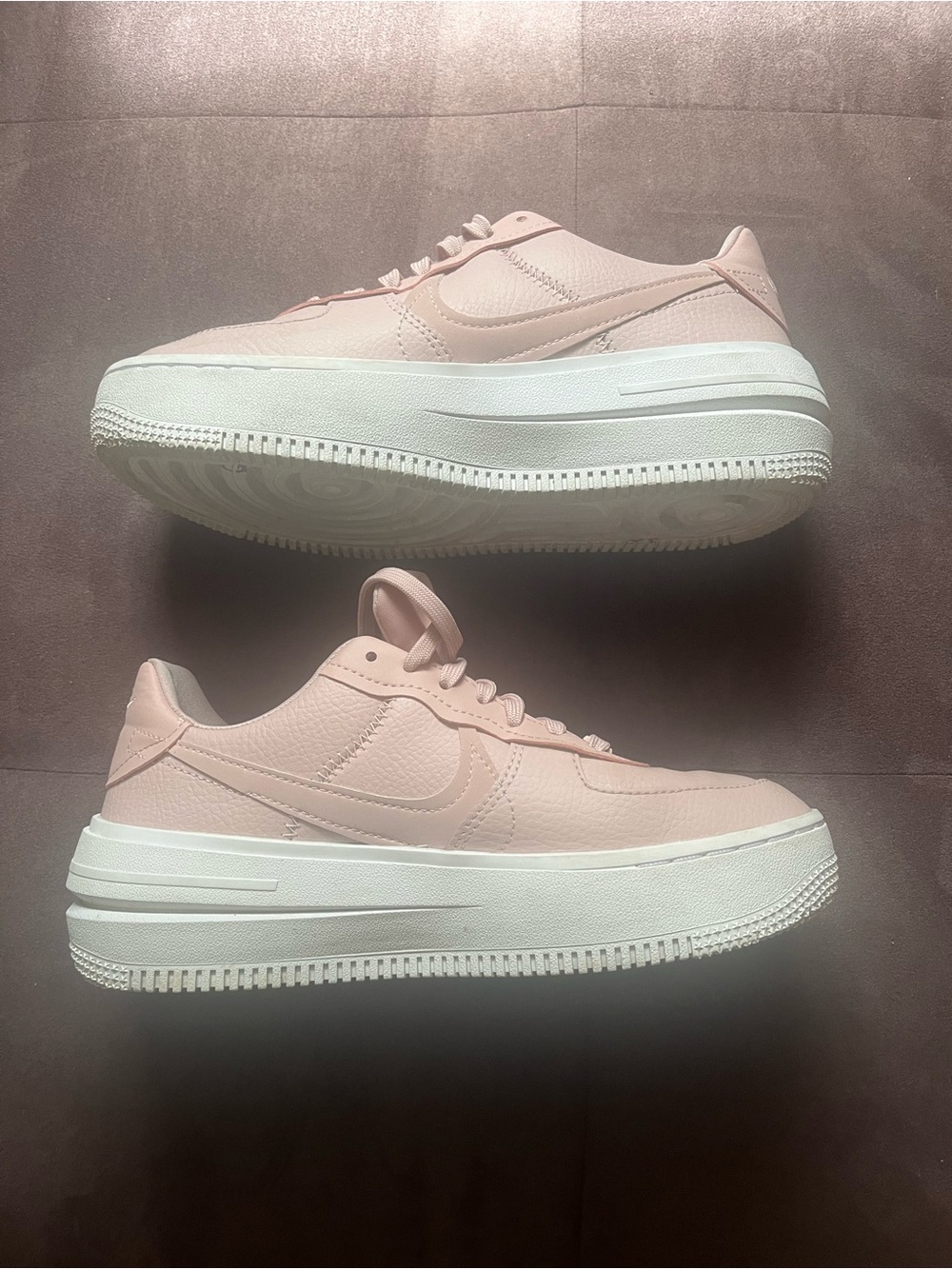 Nike -AF1 Women's Platform Sneakers in Blush Pink and White